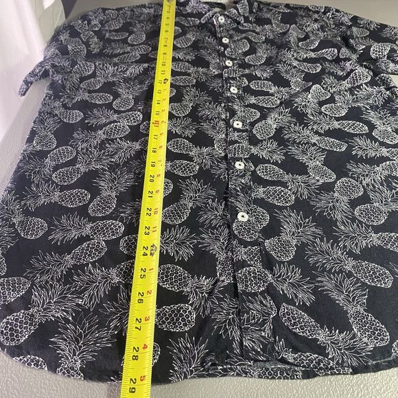 MICHAEL BRANDON Shirt Blue White Pineapple Slim Fit Button Short Sleeve Mens L - Picture 8 of 9